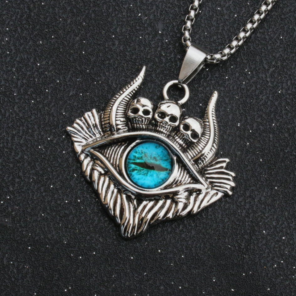 Wholesale Retro Punk Evil Eye Stainless Steel Necklace